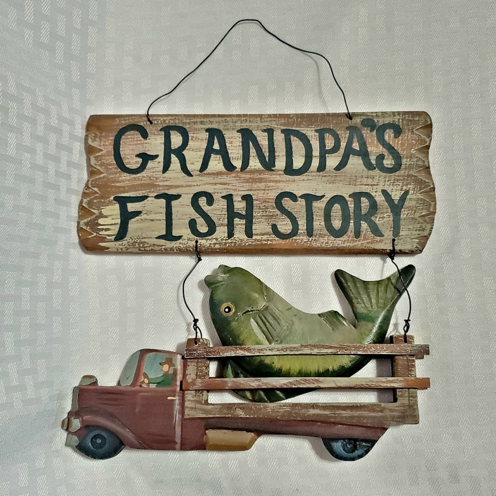 Handcrafted Wood Sign Grandpa's Fish Story. - Picture 11 of 12